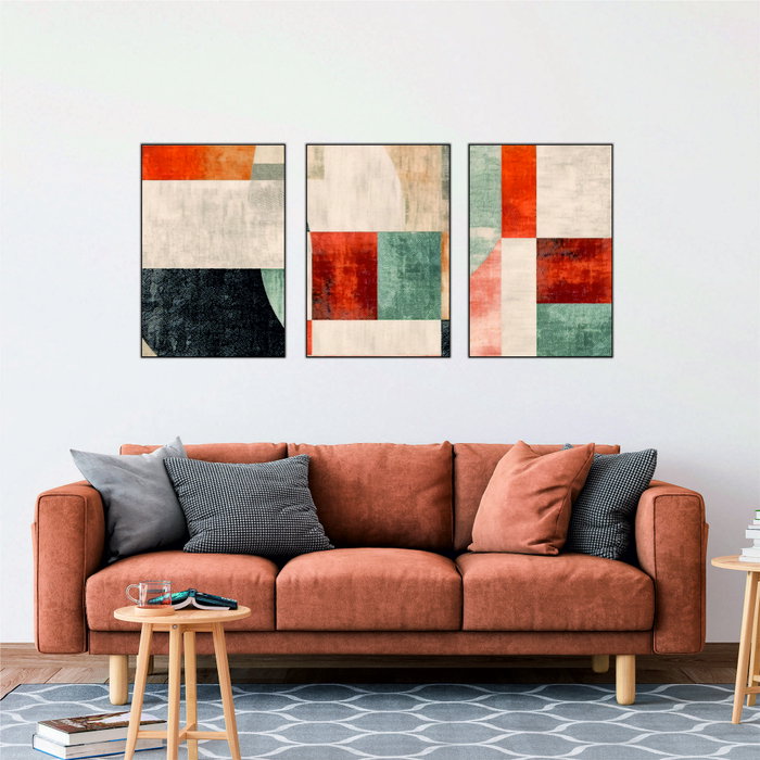Wallity Set de 3 Pinturas Decorativas de MDF Multicolor